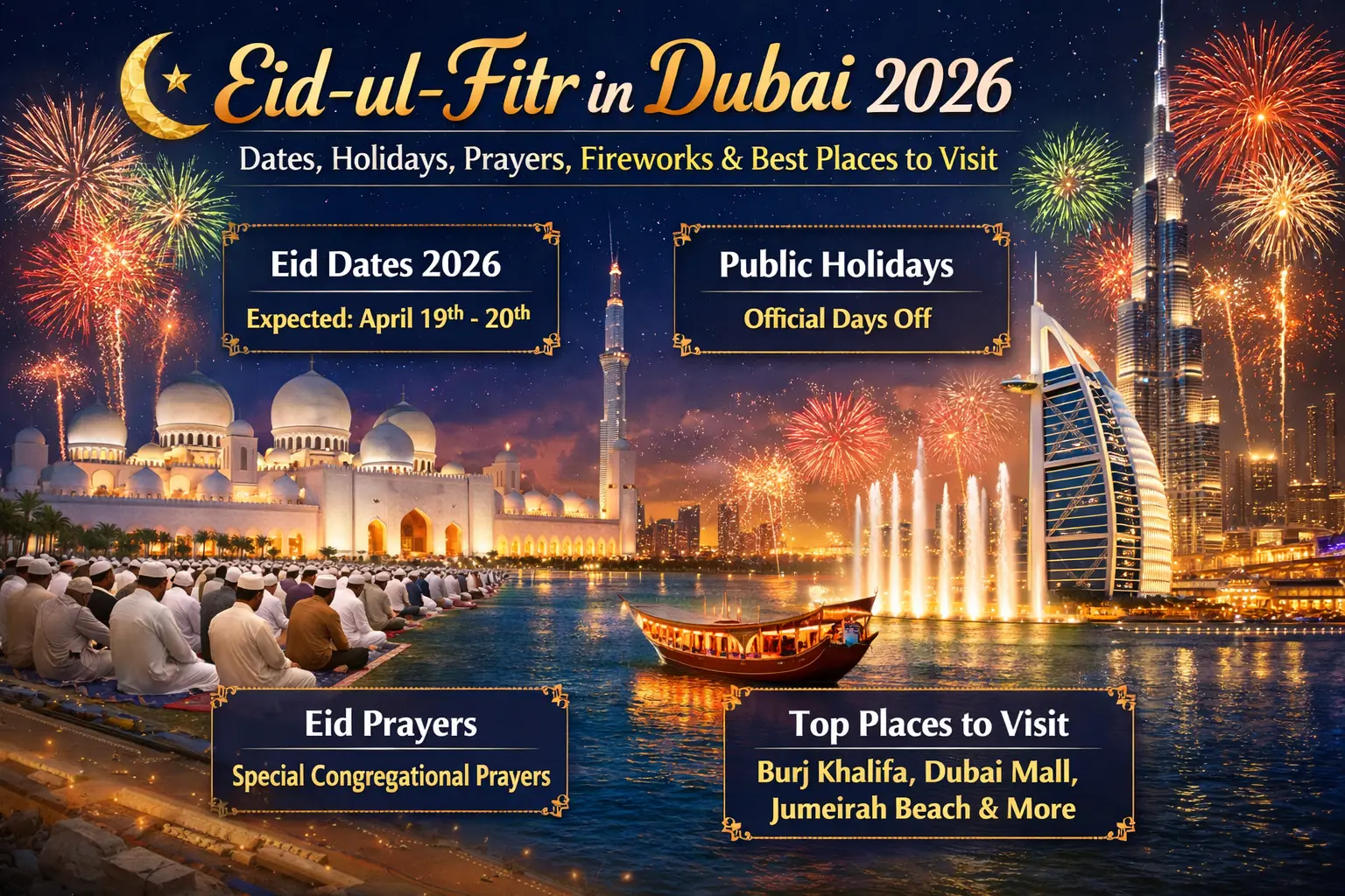 Eid-ul-Fitr in Dubai 2026 - Dates, Holidays, Prayers, Fireworks & Best Places to Visit
